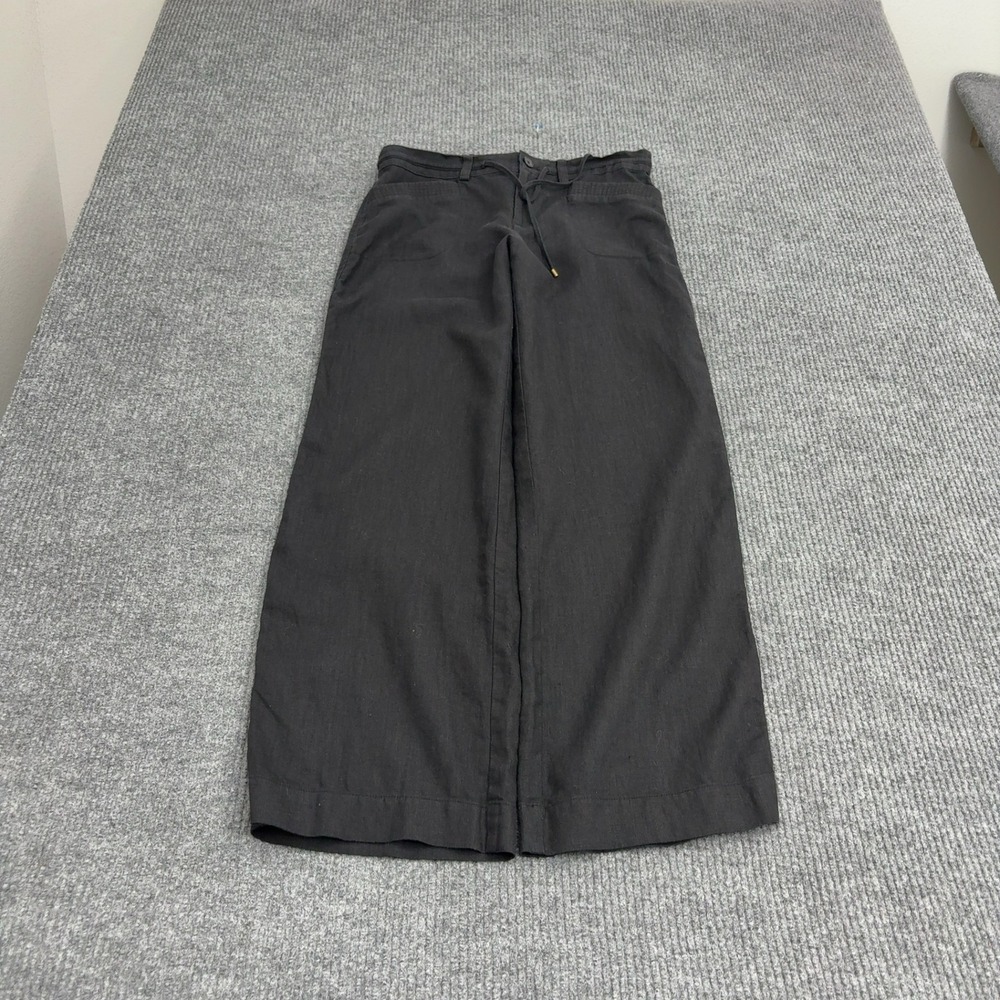 Lauren Ralph Lauren Pants Womens 4 Black Linen Wide Leg Drawstring Casual Chic